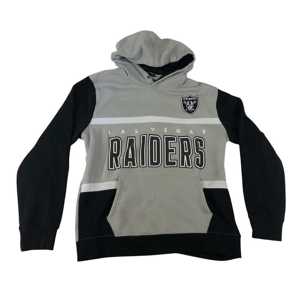 Las Vegas Raiders Black Gray Color Block Hoodie Sweatshirt Mens Size L‎ NFL Team